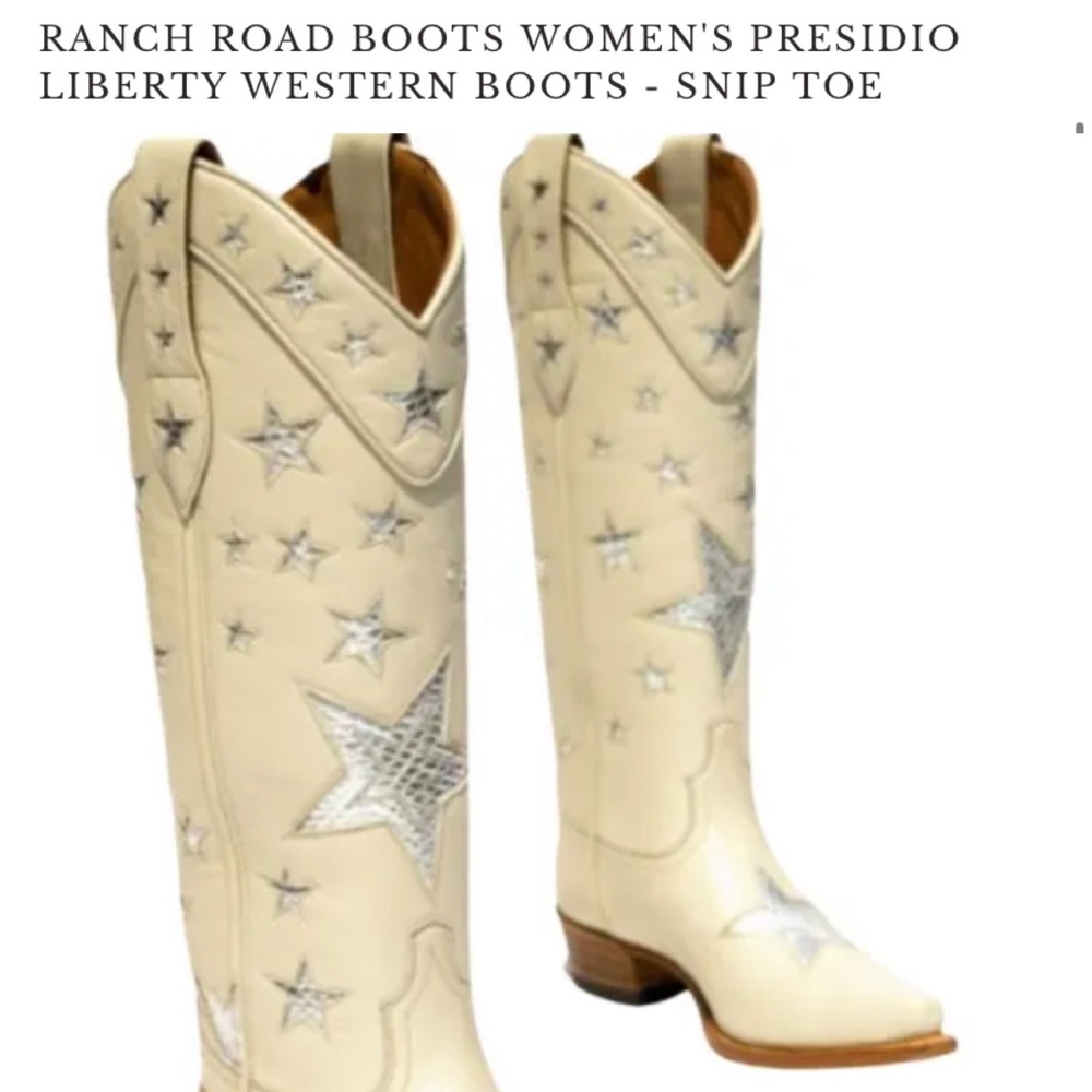 ISO/WTB RANCH ROAD BOOTS WOMEN'S PRESIDIO LIBERTY WESTERN BOOTS IN WHITE SIZE 9